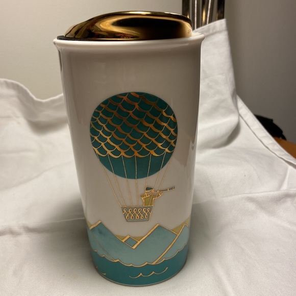 Starbucks 2014 Ceramic Tumbler Hot Air Balloon Holiday Dot Collection 12 ounce - Picture 10 of 14